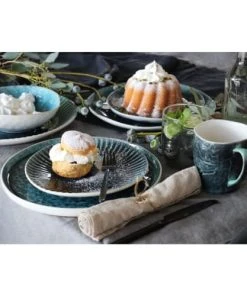 Kare Design Lot 4 Mugs, 4 Assiettes Creuses, 4 Assiettes Plates En Grès Bleu -Chef&Sommelier-boutique lot 4 mugs 4 assiettes creuses 4 assiettes plates en gres bleu 3