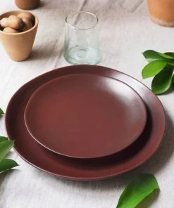 Maison Tilleul Lot De 4 Assiette à Dessert En Céramique Rouge D22 -Chef&Sommelier-boutique lot de 4 assiette a dessert en ceramique rouge d22 3