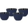 Novastyl Lot De 4 Tasses à Thé En Fonte Bleue Mate Intérieur Verni 12cL