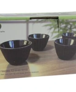 Novastyl Lot De 4 Tasses à Thé En Fonte Noire Mate Intérieur Verni 12cL -Chef&Sommelier-boutique lot de 4 tasses a the en fonte noire mate interieur verni 12cl 1
