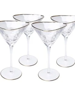 Kare Design Lot De 4 - Verre à Cocktail En Verre Bord Doré