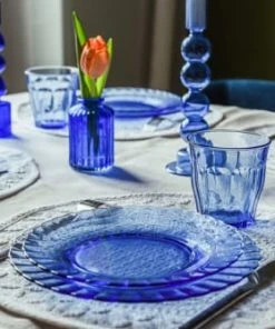 Duralex Lot De 6-Assiette à Dessert Ondulée En Verre 20,5cm Teinté Bleu Marine -Chef&Sommelier-boutique lot de 6 assiette a dessert ondulee en verre 20 5cm teinte bleu marine 2