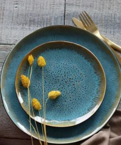 OGO Living Lot De 6 Assiettes à Dessert En Grès Bleu 20,5cm -Chef&Sommelier-boutique lot de 6 assiettes a dessert en gres bleu 20 5cm 2