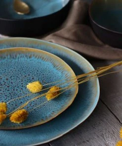 OGO Living Lot De 6 Assiettes à Dessert En Grès Bleu 20,5cm -Chef&Sommelier-boutique lot de 6 assiettes a dessert en gres bleu 20 5cm 3