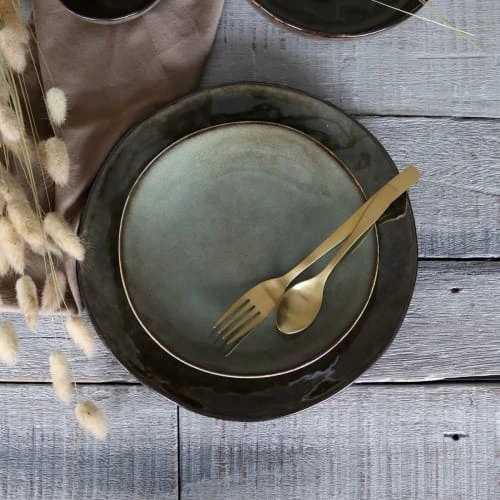 OGO Living Lot De 6 Assiettes à Dessert En Grès Vert 20,5cm 4 OGO Living Lot De 6 Assiettes à Dessert En Grès Vert 20,5cm – Image 2