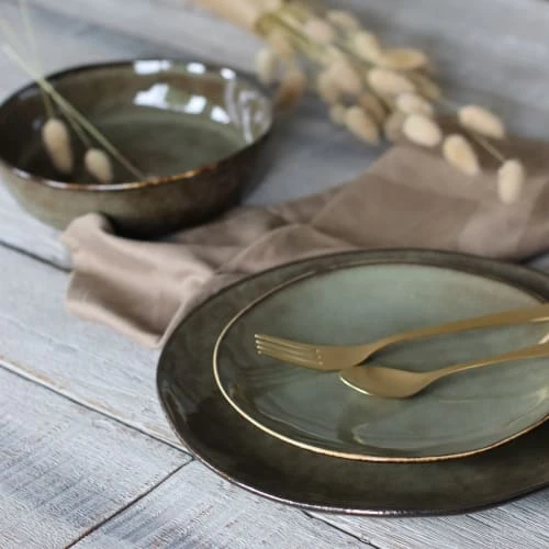 OGO Living Lot De 6 Assiettes à Dessert En Grès Vert 20,5cm 5 OGO Living Lot De 6 Assiettes à Dessert En Grès Vert 20,5cm – Image 3