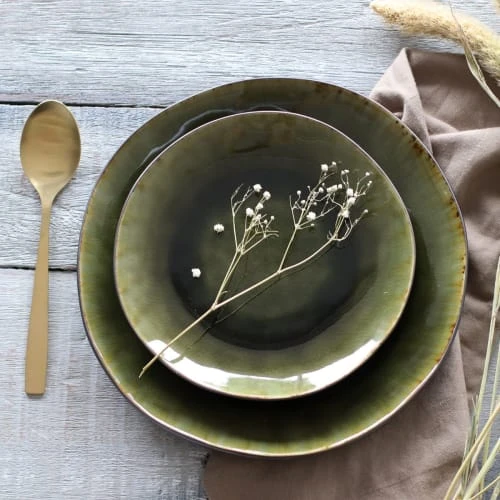 OGO Living Lot De 6 Assiettes à Dessert En Grès Vert 20cm 4 OGO Living Lot De 6 Assiettes à Dessert En Grès Vert 20cm – Image 2