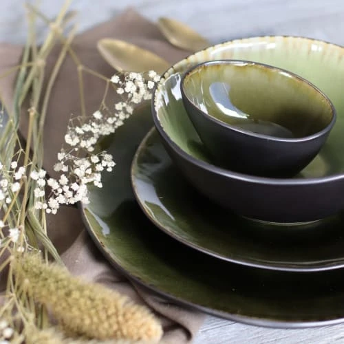 OGO Living Lot De 6 Assiettes à Dessert En Grès Vert 20cm 5 OGO Living Lot De 6 Assiettes à Dessert En Grès Vert 20cm – Image 3