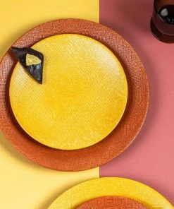 Table Passion Lot De 6 Assiettes à Dessert Safran 21 Cm En Grès Jaune -Chef&Sommelier-boutique lot de 6 assiettes a dessert safran 21 cm en gres jaune 2