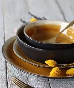 OGO Living Lot De 6 Assiettes à Desserts En Grès Jaune 20,5cm -Chef&Sommelier-boutique lot de 6 assiettes a desserts en gres jaune 20 5cm 2