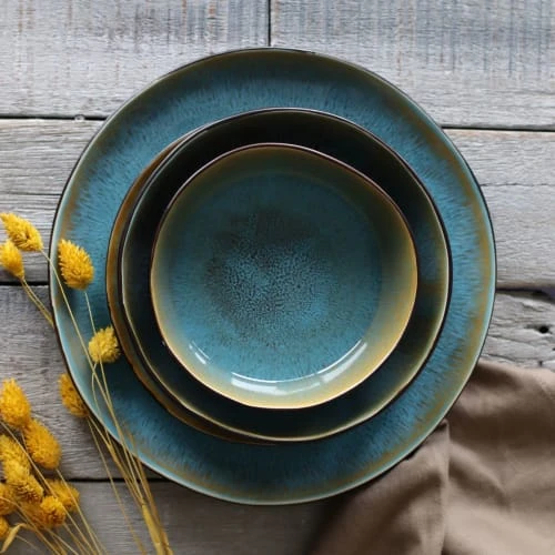 OGO Living Lot De 6 Assiettes Coupes En Grès Bleu 16cm 5 OGO Living Lot De 6 Assiettes Coupes En Grès Bleu 16cm – Image 3