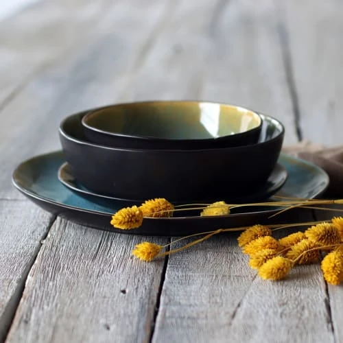 OGO Living Lot De 6 Assiettes Coupes En Grès Bleu 16cm 6 OGO Living Lot De 6 Assiettes Coupes En Grès Bleu 16cm – Image 4