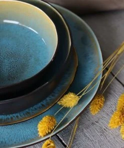 OGO Living Lot De 6 Assiettes Coupes En Grès Bleu 20cm -Chef&Sommelier-boutique lot de 6 assiettes coupes en gres bleu 20cm 2