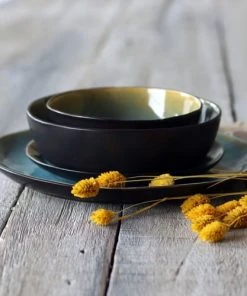 OGO Living Lot De 6 Assiettes Coupes En Grès Bleu 20cm -Chef&Sommelier-boutique lot de 6 assiettes coupes en gres bleu 20cm 3