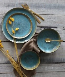 OGO Living Lot De 6 Assiettes Coupes En Grès Bleu 20cm -Chef&Sommelier-boutique lot de 6 assiettes coupes en gres bleu 20cm 4