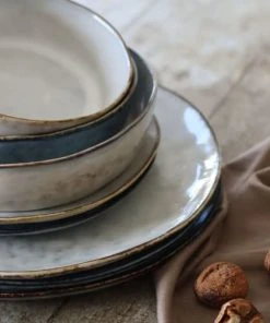 OGO Living Lot De 6 Assiettes Coupes En Grès Gris 15,5cm -Chef&Sommelier-boutique lot de 6 assiettes coupes en gres gris 15 5cm 5