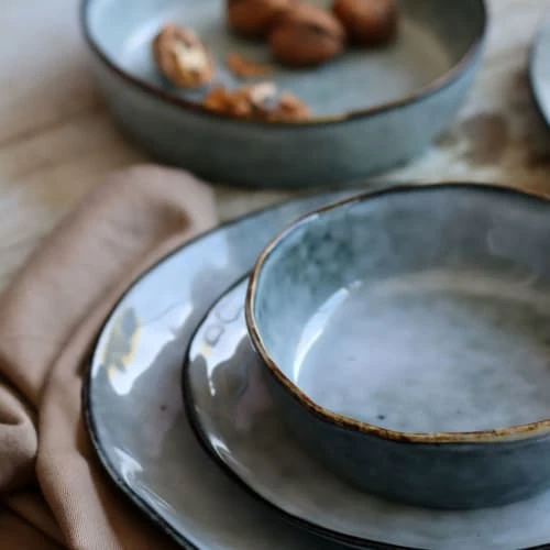 OGO Living Lot De 6 Assiettes Desserts En Grès Bleu 20,5cm 5 OGO Living Lot De 6 Assiettes Desserts En Grès Bleu 20,5cm – Image 3