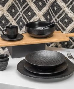 Table Passion Lot De 6 Assiettes Plate 27 Cm En Grès Noir -Chef&Sommelier-boutique lot de 6 assiettes plate 27 cm en gres noir 5