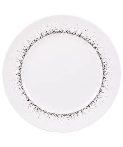 Table Passion Lot De 6 Assiettes Plate Gris 27 Cm En Porcelaine Blanc