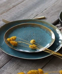 Chef&Sommelier-boutique -Chef&Sommelier-boutique lot de 6 assiettes plates en gres bleu 27 5cm 1