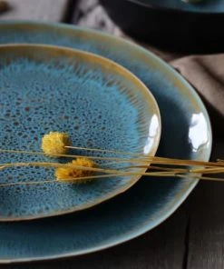 OGO Living Lot De 6 Assiettes Plates En Grès Bleu 27,5cm -Chef&Sommelier-boutique lot de 6 assiettes plates en gres bleu 27 5cm 5