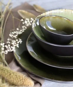 OGO Living Lot De 6 Assiettes Plates En Grès Vert 27,5cm -Chef&Sommelier-boutique lot de 6 assiettes plates en gres vert 27 5cm 2