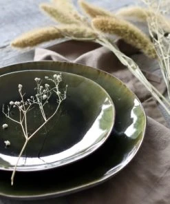 OGO Living Lot De 6 Assiettes Plates En Grès Vert 27,5cm -Chef&Sommelier-boutique lot de 6 assiettes plates en gres vert 27 5cm 3