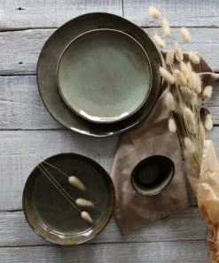 OGO Living Lot De 6 Assiettes Plates En Grès Vert 27,5cm -Chef&Sommelier-boutique lot de 6 assiettes plates en gres vert 27 5cm 9