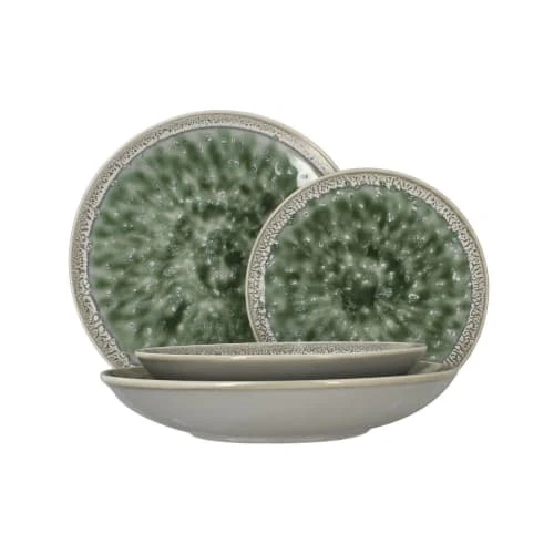Novastyl Lot De 6 Assiettes Plates En Porcelaine émaillée Verte D27cm 4 Novastyl Lot De 6 Assiettes Plates En Porcelaine émaillée Verte D27cm – Image 2