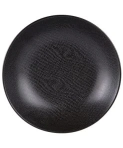 Table Passion Lot De 6 Grande Assiettes Creuse Vesuvio 25 Cm En Grès Noir