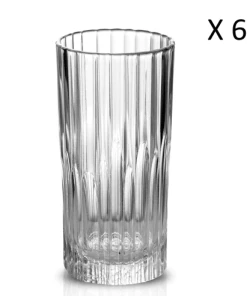 Duralex Lot De 6-Verre à Cocktail Strié Haut 30cl Verre Résistant Transparent