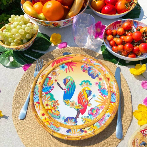 Les Jardins De La Comtesse Petite Assiette En Mélamine Motif Perroquet Sur Dégradé Orange Ø 23 Cm 4 Les Jardins De La Comtesse Petite Assiette En Mélamine Motif Perroquet Sur Dégradé Orange Ø 23 Cm – Image 2