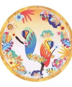 Les Jardins De La Comtesse Petite Assiette En Mélamine Motif Perroquet Sur Dégradé Orange Ø 23 Cm