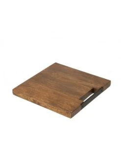 LANADECO Planche à Découper Carrée Bois De Manguier Marron 30x30cm