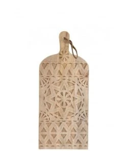 LANADECO Planche à Decouper Ethnique Rectangulaire Bois Naturel L60cm