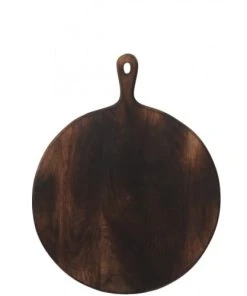 LANADECO Planche à Découper Ronde Bois Marron Foncé