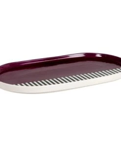 Maisons Du Monde Plat En Grès Violet, Blanc Et Noir