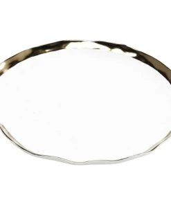 Kare Design Plat En Porcelaine Blanche Et Dorée D38 -Chef&Sommelier-boutique plat en porcelaine blanche et doree d38 4