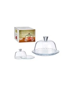 Wadiga Plat Présentoir En Verre Transparent Avec Cloche D26,4cm -Chef&Sommelier-boutique plat presentoir en verre transparent avec cloche d26 4cm 1