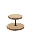 LANADECO Plateau 2 Niveaux Rond Bois De Paulownia Naturel H29,5cm