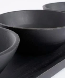 Mica Decorations Plateau Apéritif 3 Coupelles En Bois De Manguier Noir -Chef&Sommelier-boutique plateau aperitif 3 coupelles en bois de manguier noir 2