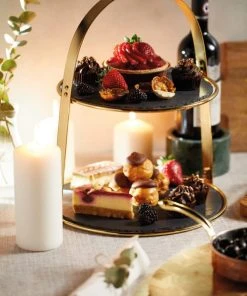 Artesa Plateau De Service à 2 Niveau En Ardoise Noire -Chef&Sommelier-boutique plateau de service a 2 niveau en ardoise noire 3