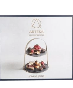 Artesa Plateau De Service à 2 Niveau En Ardoise Noire -Chef&Sommelier-boutique plateau de service a 2 niveau en ardoise noire 4