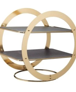 Artesa Plateau Rond à 2 Niveaux Fini Laiton Et En Ardoise Doré Noir