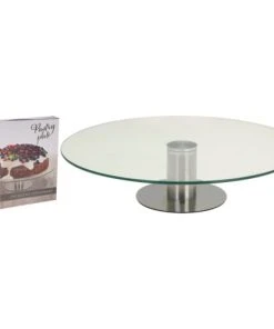 Wadiga Présentoir à Gâteau Rond Rotatif En Verre Et Métal Chromé -Chef&Sommelier-boutique presentoir a gateau rond rotatif en verre et metal chrome 2