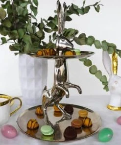Kare Design Présentoir à Gâteaux 2 Niveaux Lapin En Alu -Chef&Sommelier-boutique presentoir a gateaux 2 niveaux lapin en alu 1