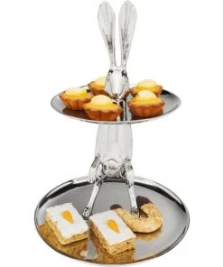 Kare Design Présentoir à Gâteaux 2 Niveaux Lapin En Alu -Chef&Sommelier-boutique presentoir a gateaux 2 niveaux lapin en alu 2
