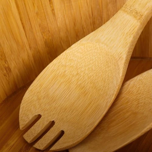 Wadiga Saladier En Bambou Avec Couverts De Service 4 Wadiga Saladier En Bambou Avec Couverts De Service – Image 2