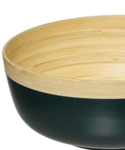 Five Simply Smart Saladier En Bambou Bicolore Bois Et Bleu Pétrole - 30cm -Chef&Sommelier-boutique saladier en bambou bicolore bois et bleu petrole 30cm 1