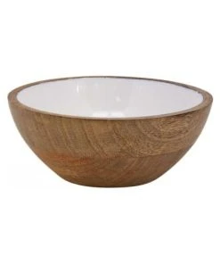 Aubry Gaspard Saladier En Manguier Et Résine Blanche Diamètre 18 Cm